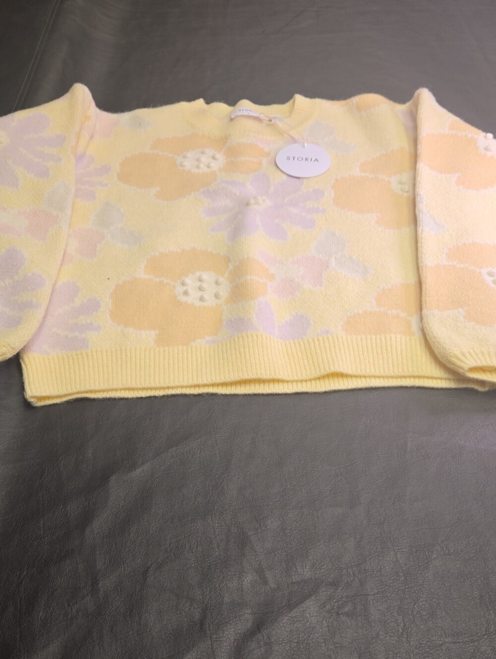 Storia Pastel Yellow Floral Crewneck Sweater